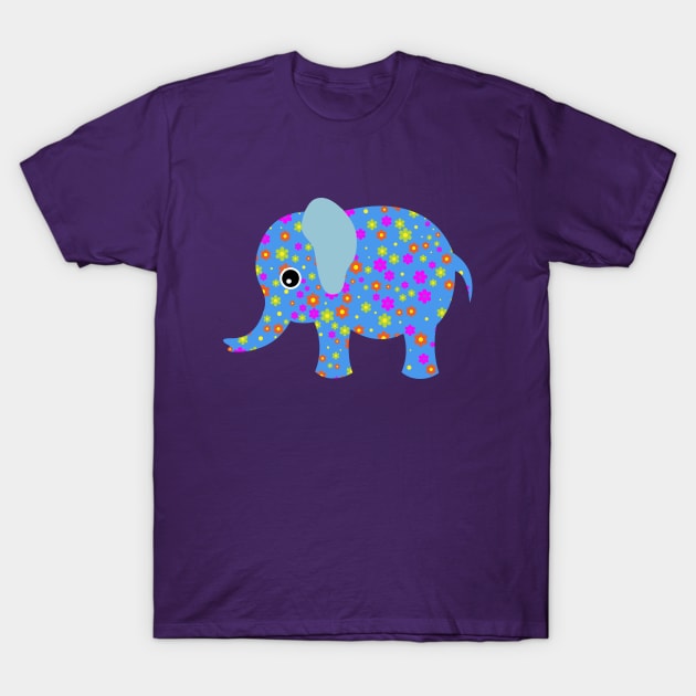 Cute Baby Elephant Flower Floral Art Design T-Shirt by PatrioTEEism